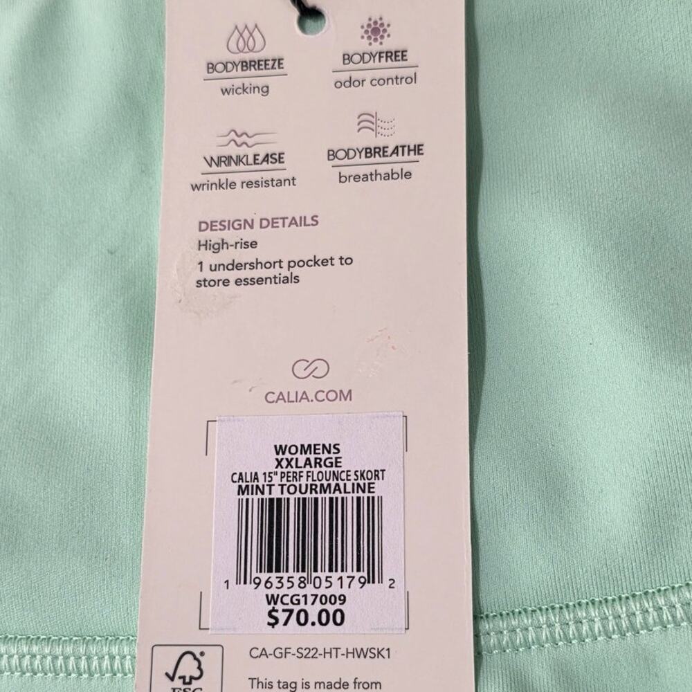 NWT CALIA Golf high rise flounce skort skirt - mint tourmaline green - XXL 2XL - Picture 7 of 7